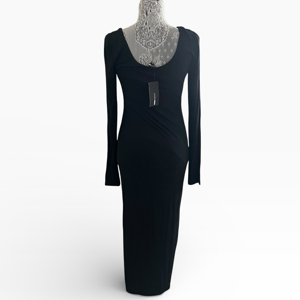 Fashion Nova Your Needs Met Long Sleeve Stretch Midi Dress - Black Size XL NWT - Picture 6 of 8